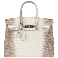 HERMES BIRKIN 35 coveted HIMALAYA Crocodile palladium hardware at 1stDibs