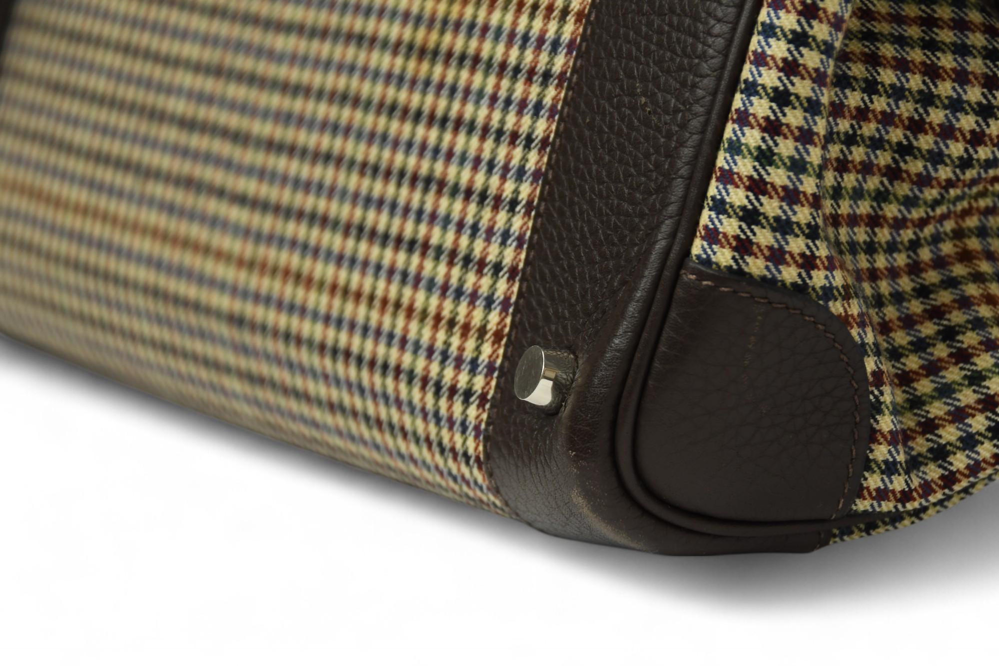 Hermès Birkin 35 Houndstooth Wool Lainage & Chocolate Clemence  Palladium HW 7
