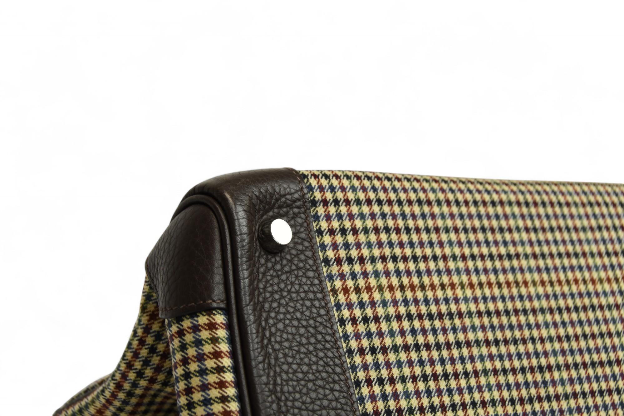 Hermès Birkin 35 Houndstooth Wool Lainage & Chocolate Clemence  Palladium HW 4