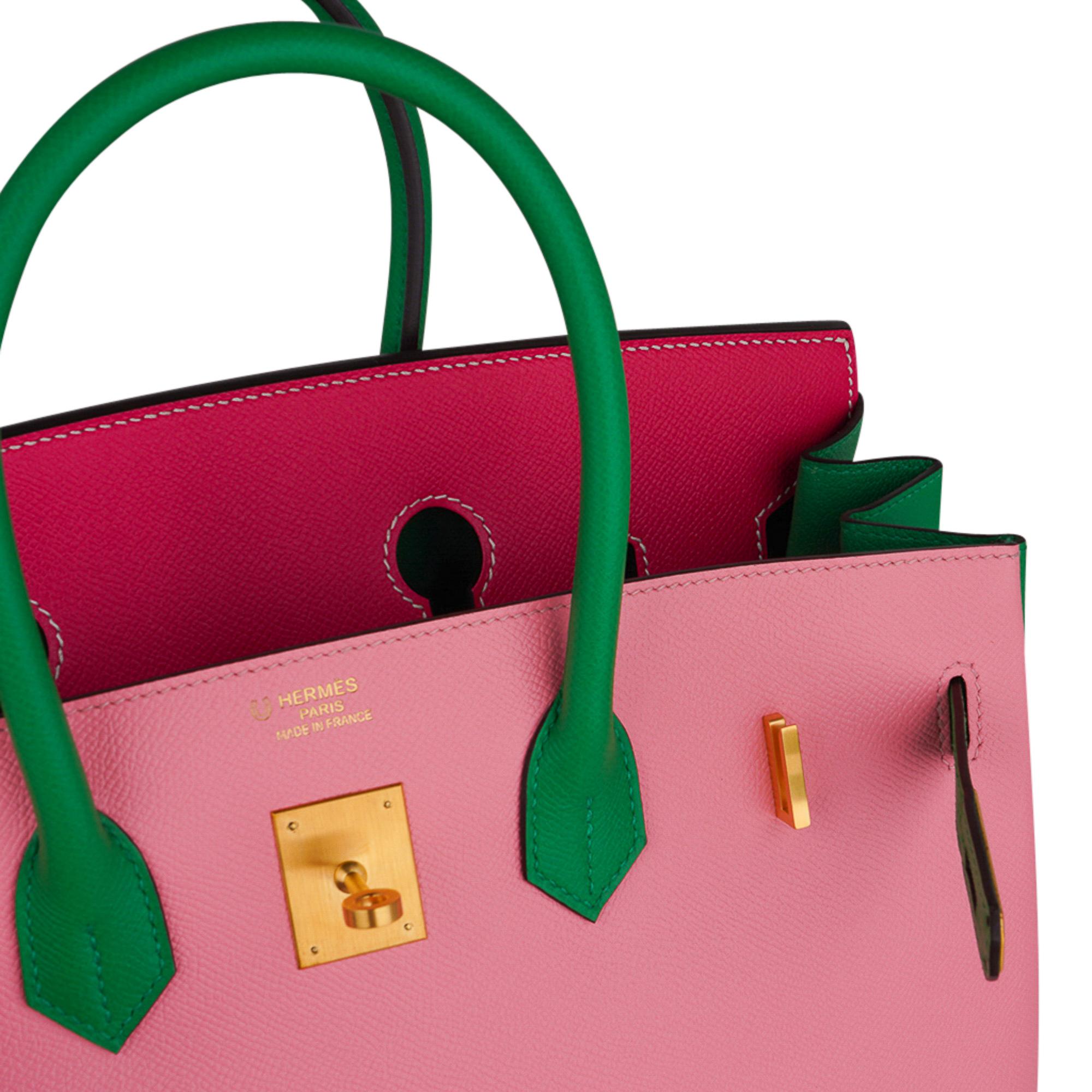 Pink Hermes Birkin 35 HSS Bag Rose Confetti/Rose Tyrien/Bamboo Brushed Gold Hardware