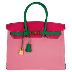 Hermes Birkin 35 HSS Bag Rose Confetti/Rose Tyrien/Bamboo Brushed Gold Hardware