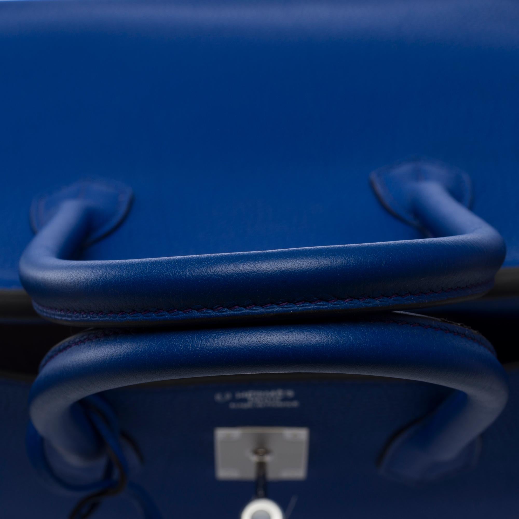 Hermès Birkin 35 HSS handbag in Electric Blue Togo&Fuchsia interior leather, PHW For Sale 7