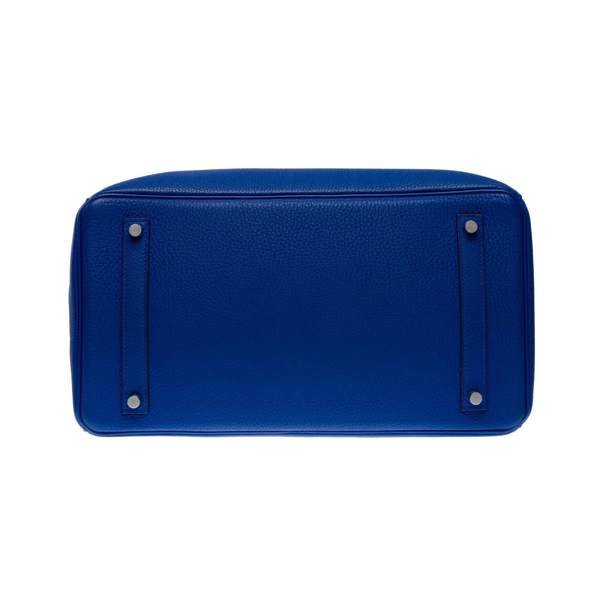 Hermès Birkin 35 HSS handbag in Electric Blue Togo&Fuchsia interior leather, PHW For Sale 8