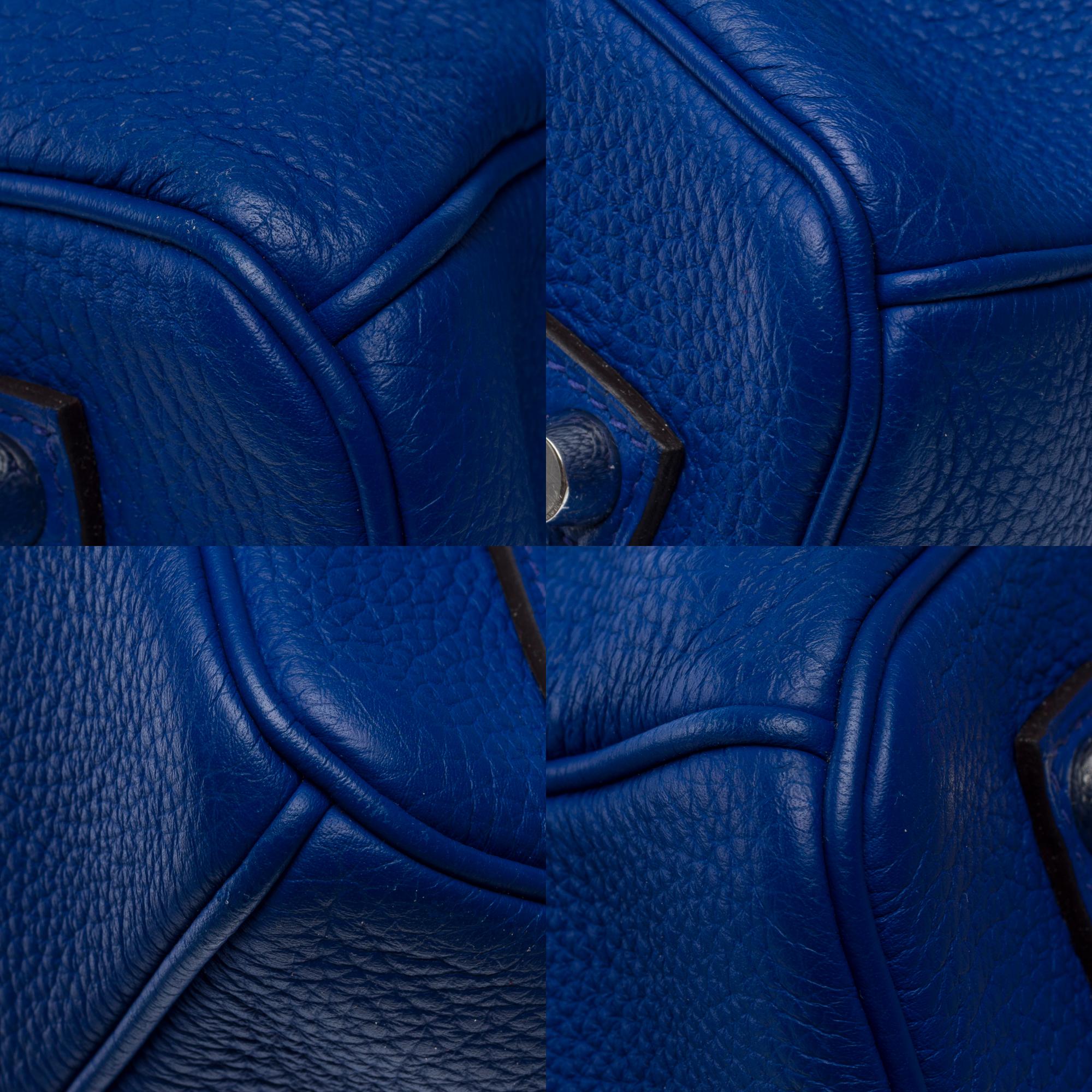 Hermès Birkin 35 HSS handbag in Electric Blue Togo&Fuchsia interior leather, PHW For Sale 9