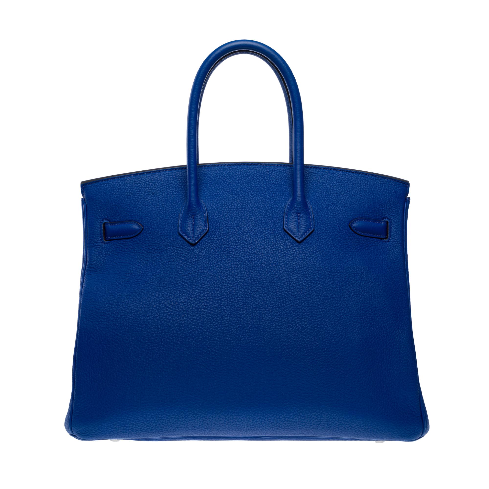 Hermès Birkin 35 HSS handbag in Electric Blue Togo&Fuchsia interior leather, PHW For Sale 1