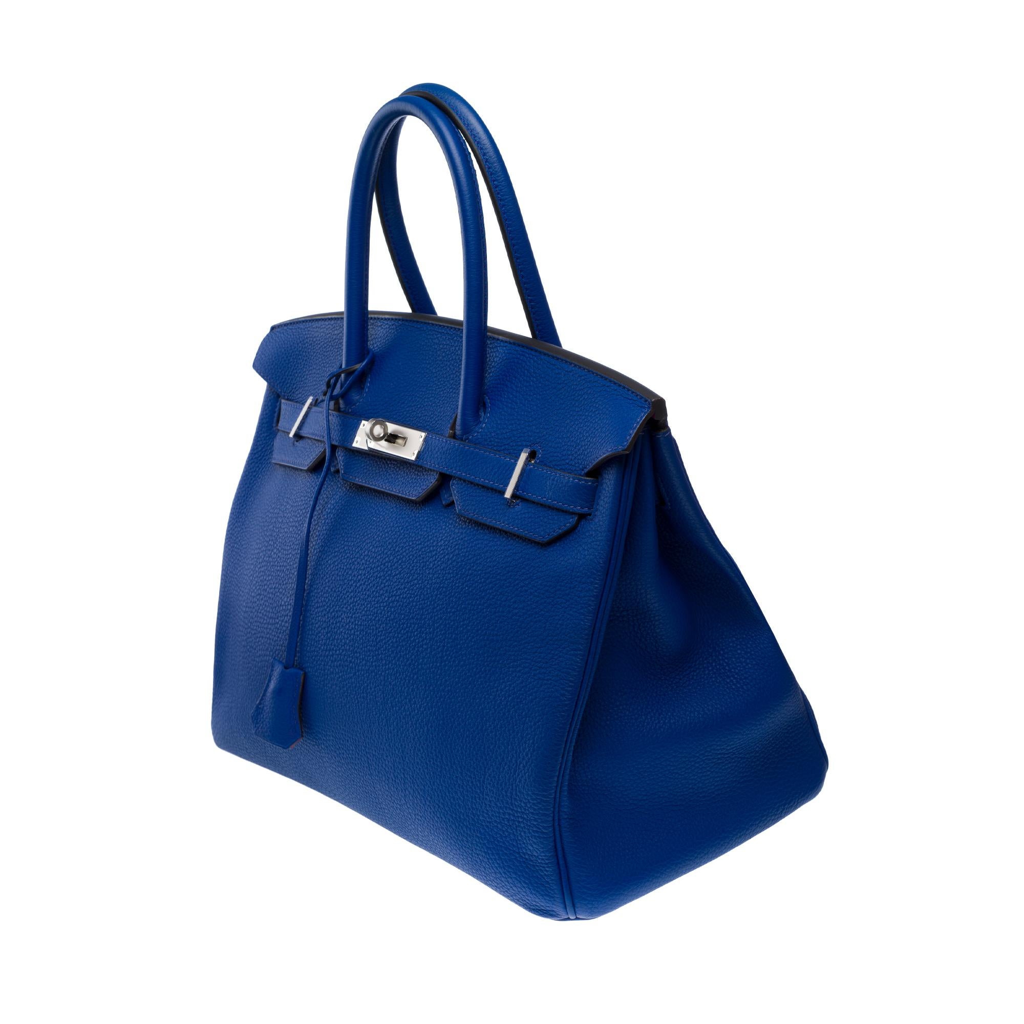 Hermès Birkin 35 HSS handbag in Electric Blue Togo&Fuchsia interior leather, PHW For Sale 2