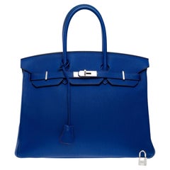 Hermès Birkin 35 HSS handbag in Electric Blue Togo&Fuchsia interior leather, PHW
