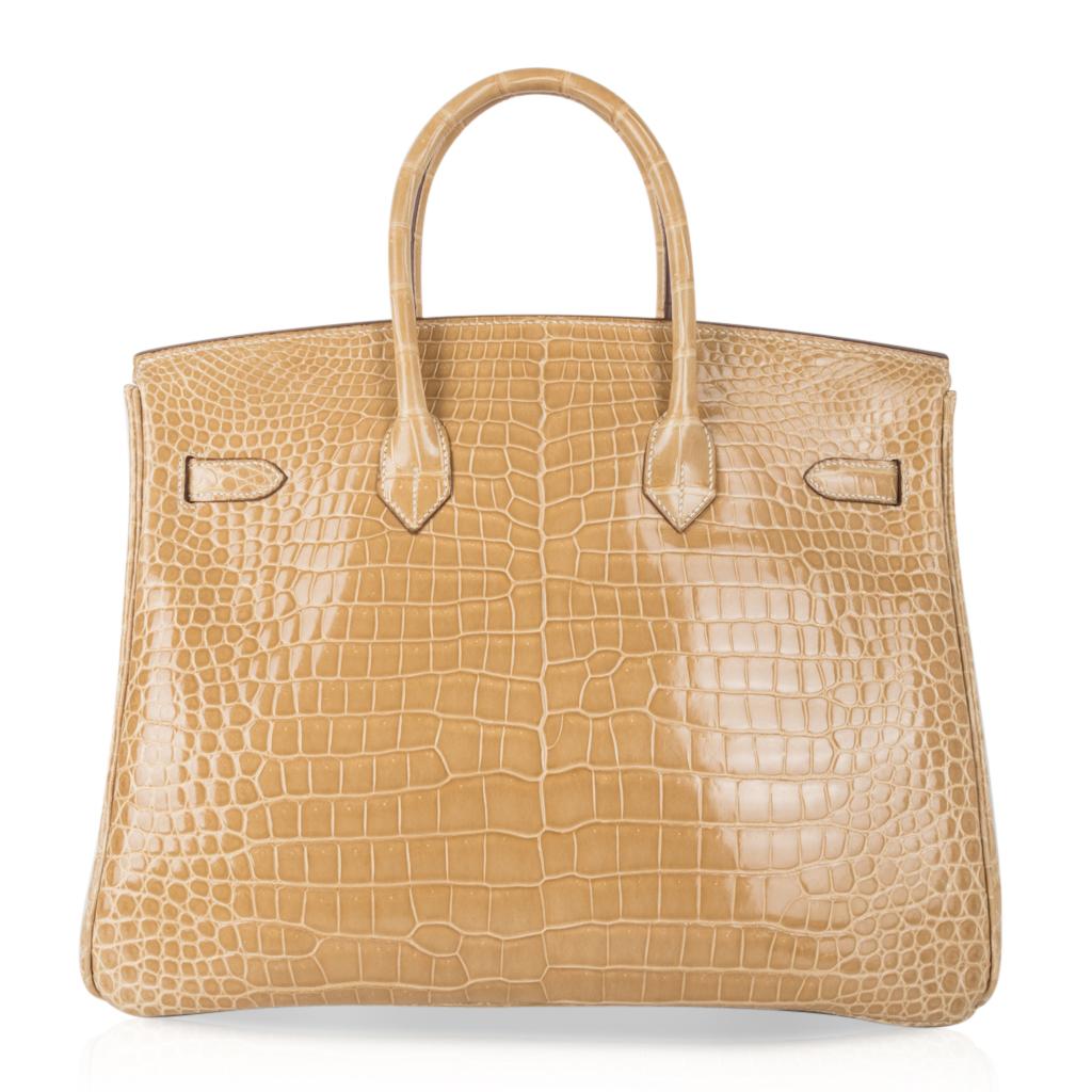 Hermes Birkin HSS 35 Poussiere Dewdrop Roses One of a Kind Porosus Crocodile Bag In Excellent Condition For Sale In Miami, FL