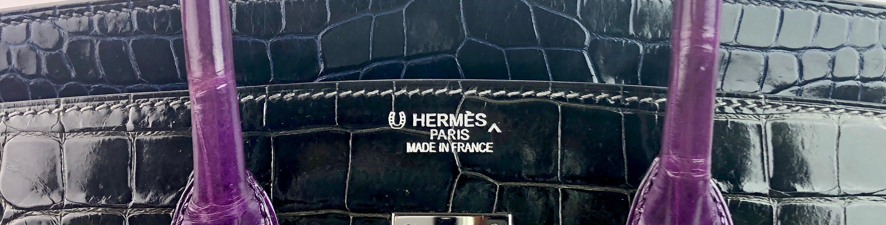 Women's or Men's Hermes Birkin 35 HSS Special Oder Graphite Blue Marine Violet Crocodile