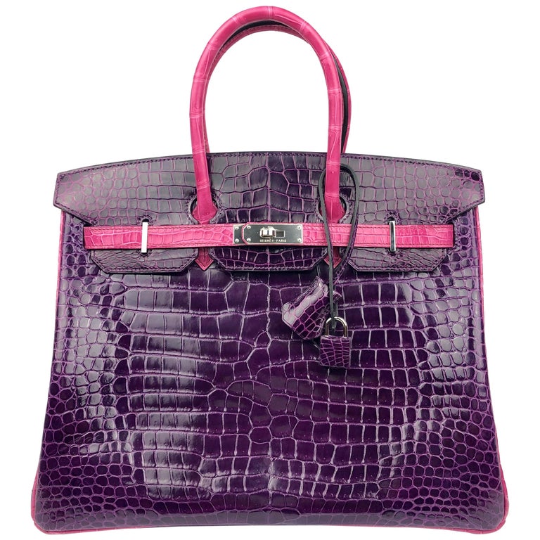 Custom-made Hermes Lavender Purple Crocodile Leather Birkin Bag 30cm  Women's Tote Bag - HEMA Leather Factory
