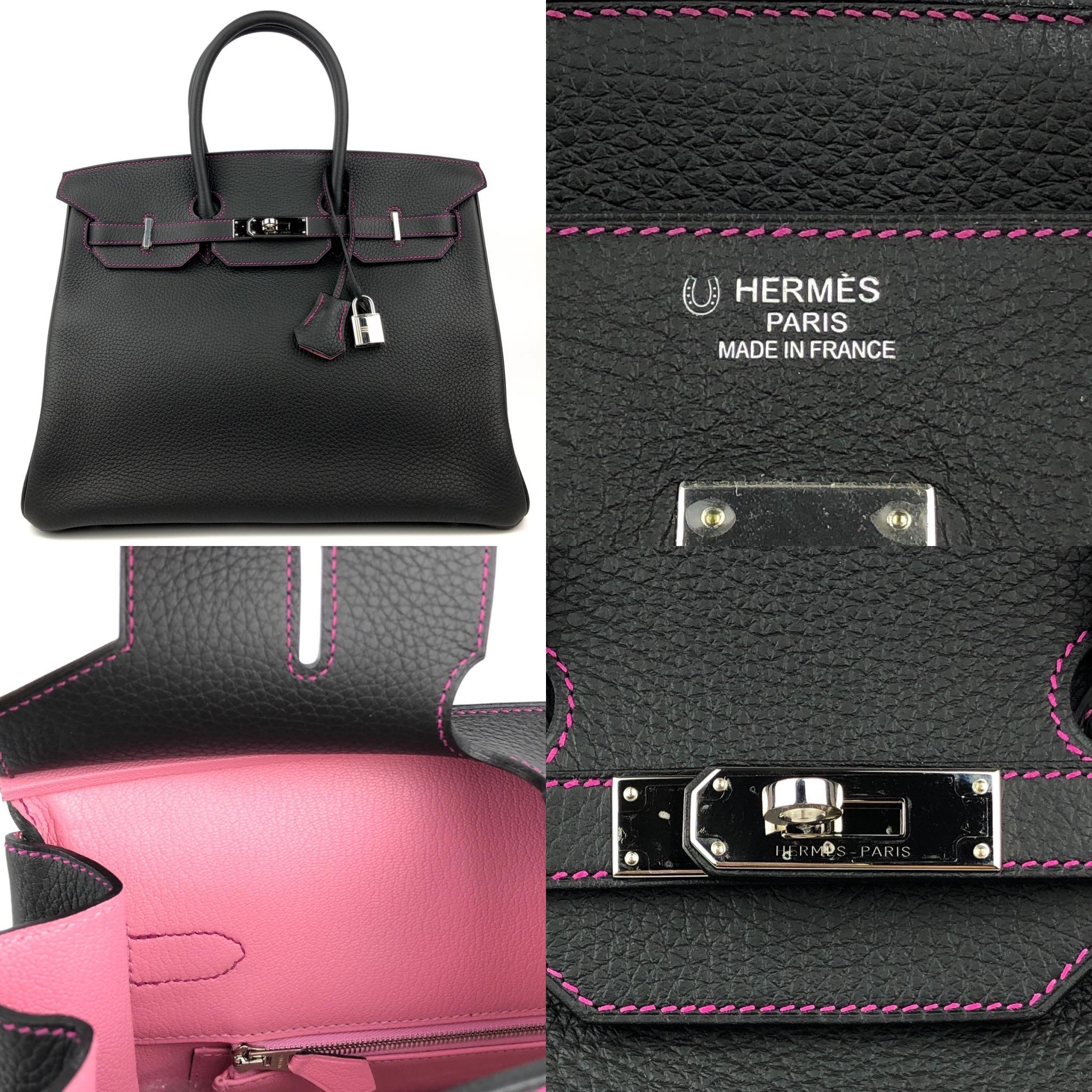 Like New Rate Hermes Birkin 35 HSS Special Order Black Bubblegum Pink Palladium Hardware. Like New with all plastic. 

Shop with Confidence from Lux Addicts. Authenticity Guaranteed! 