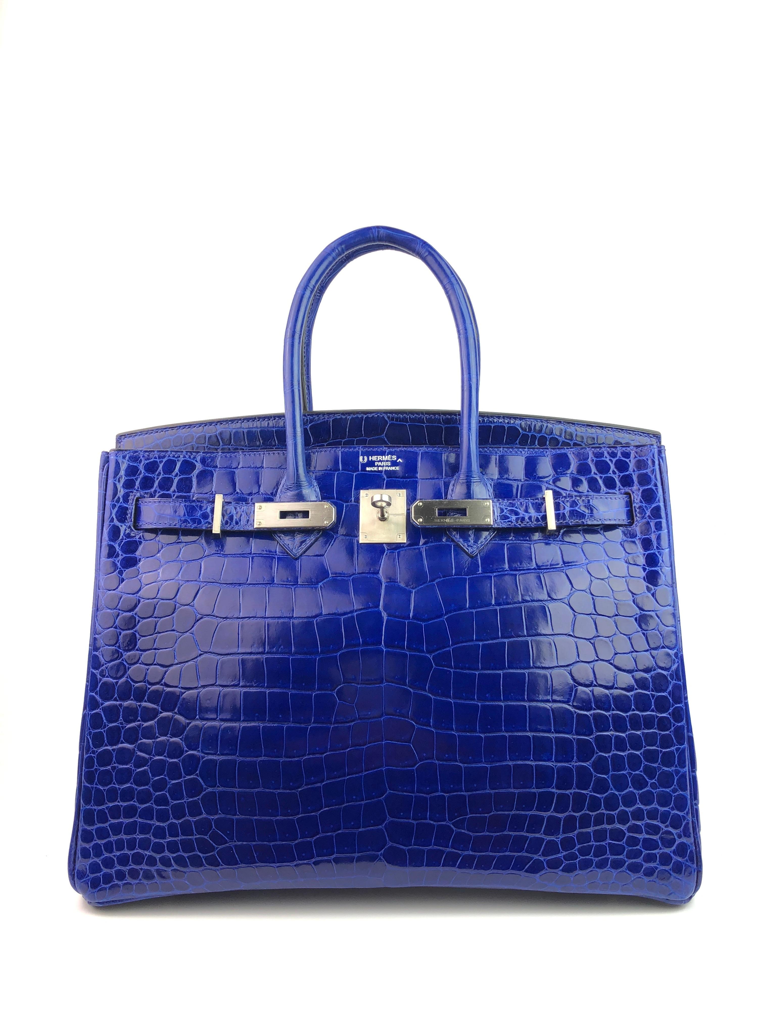 Purple Hermes Birkin 35 HSS Special Order Blue Electric Rose Tyrien Pink Crocodile