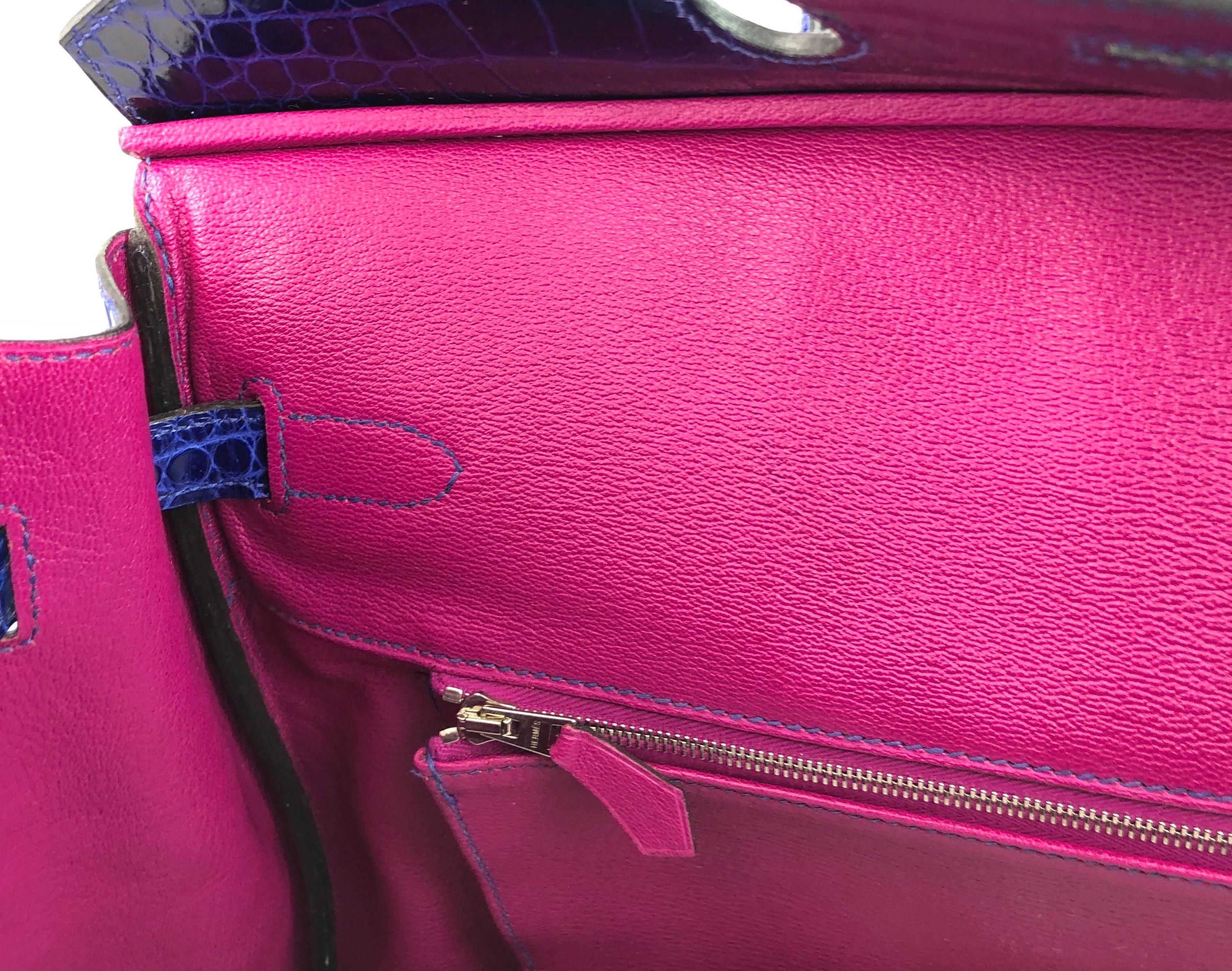 Hermes Birkin 35 HSS Special Order Blue Electric Rose Tyrien Pink Crocodile 3