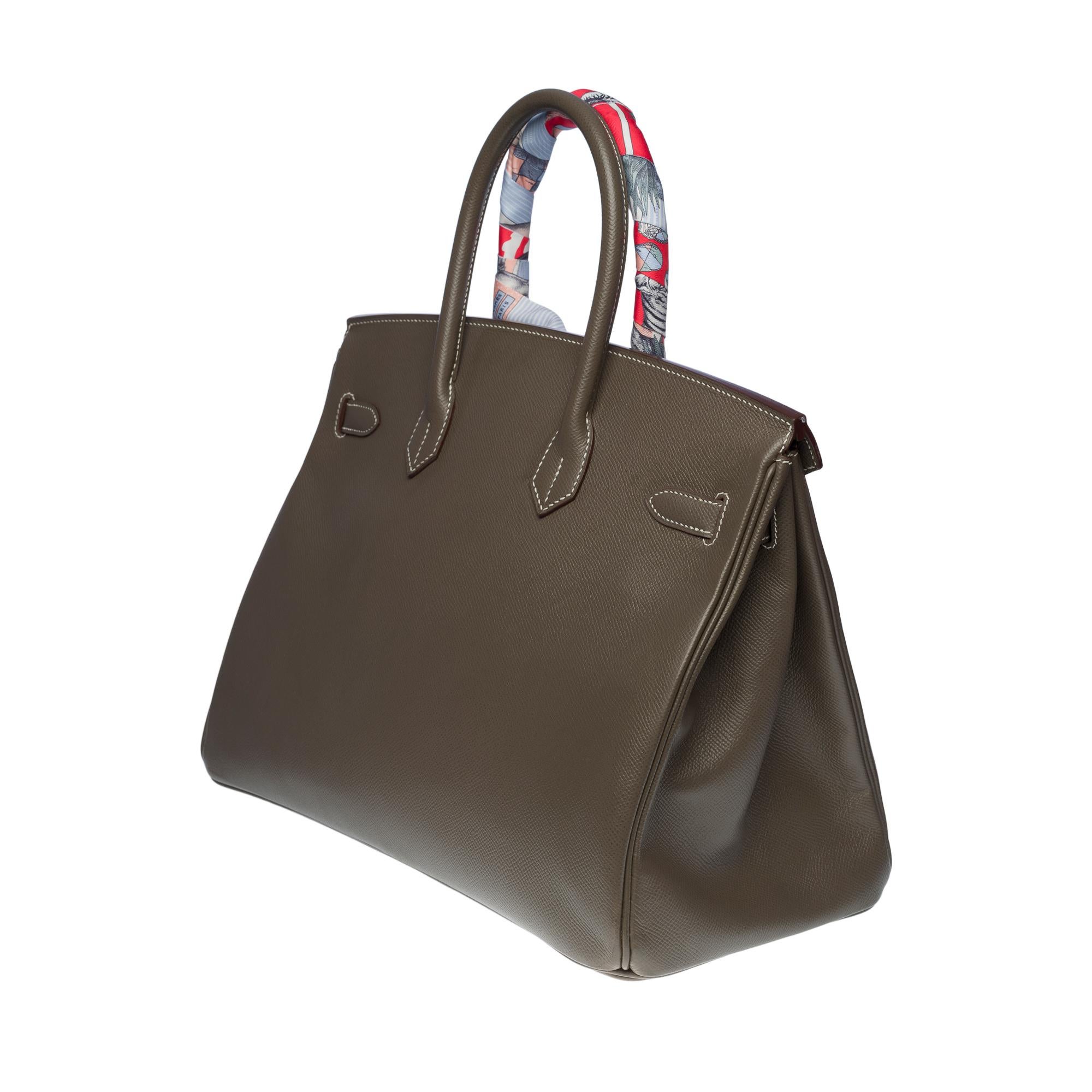 Gray Hermès Birkin 35 HSS (Special Order) handbag in etoupe epsom leather, SHW