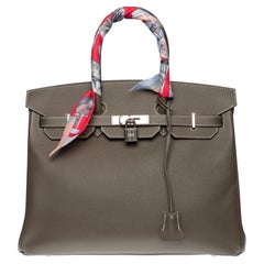 Sac à main Hermès Birkin 35 HSS (Special Order) en cuir d'epsom etoupe, SHW