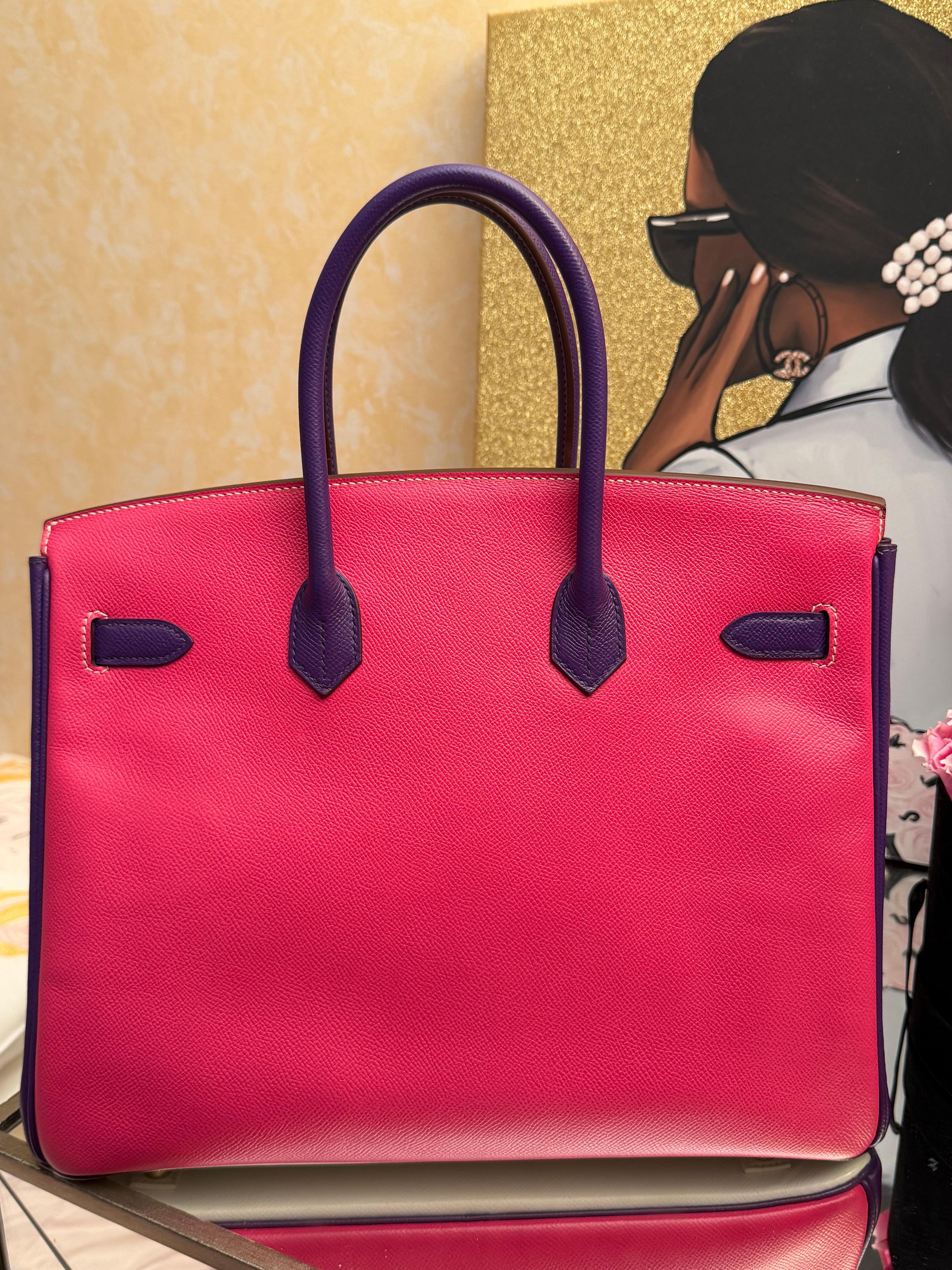 Hermes Birkin 35 HSS Tri Farbe weiß Anemone Rose Tyrien Epsom Tasche im Angebot 5