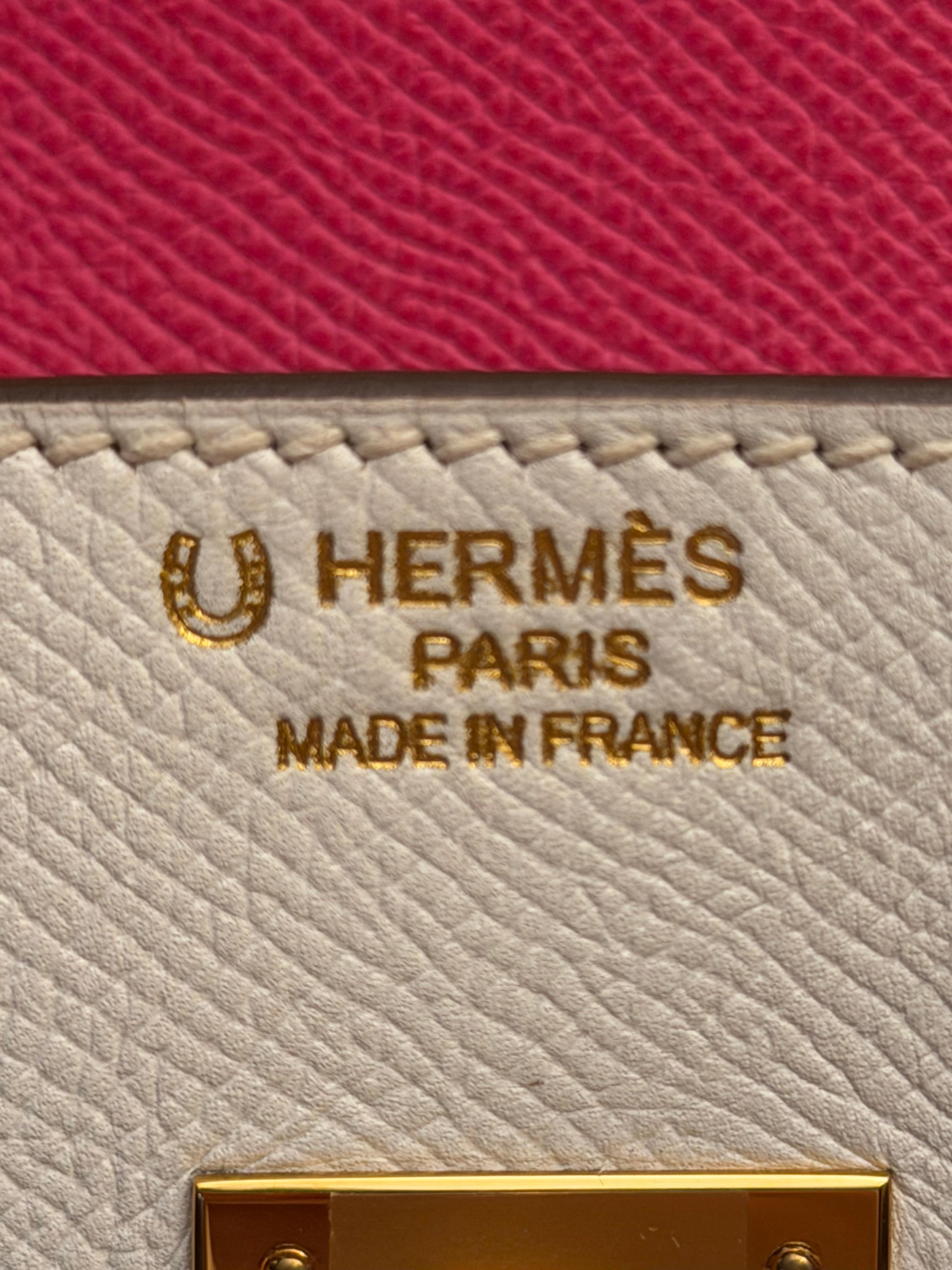 Hermes Birkin 35 HSS Tri Farbe weiß Anemone Rose Tyrien Epsom Tasche im Angebot 12