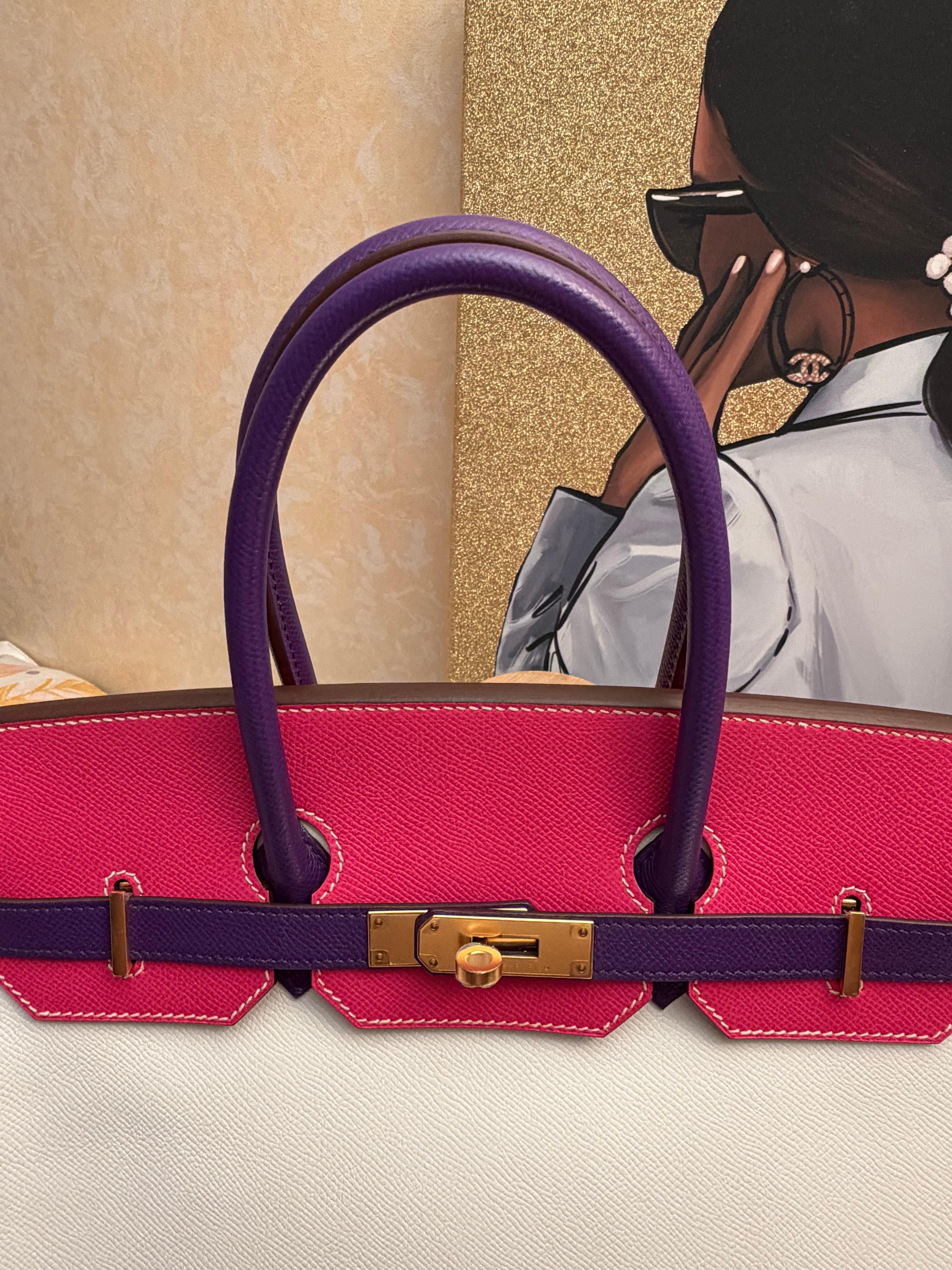 Hermes Birkin 35 HSS Tri Farbe weiß Anemone Rose Tyrien Epsom Tasche im Angebot 14