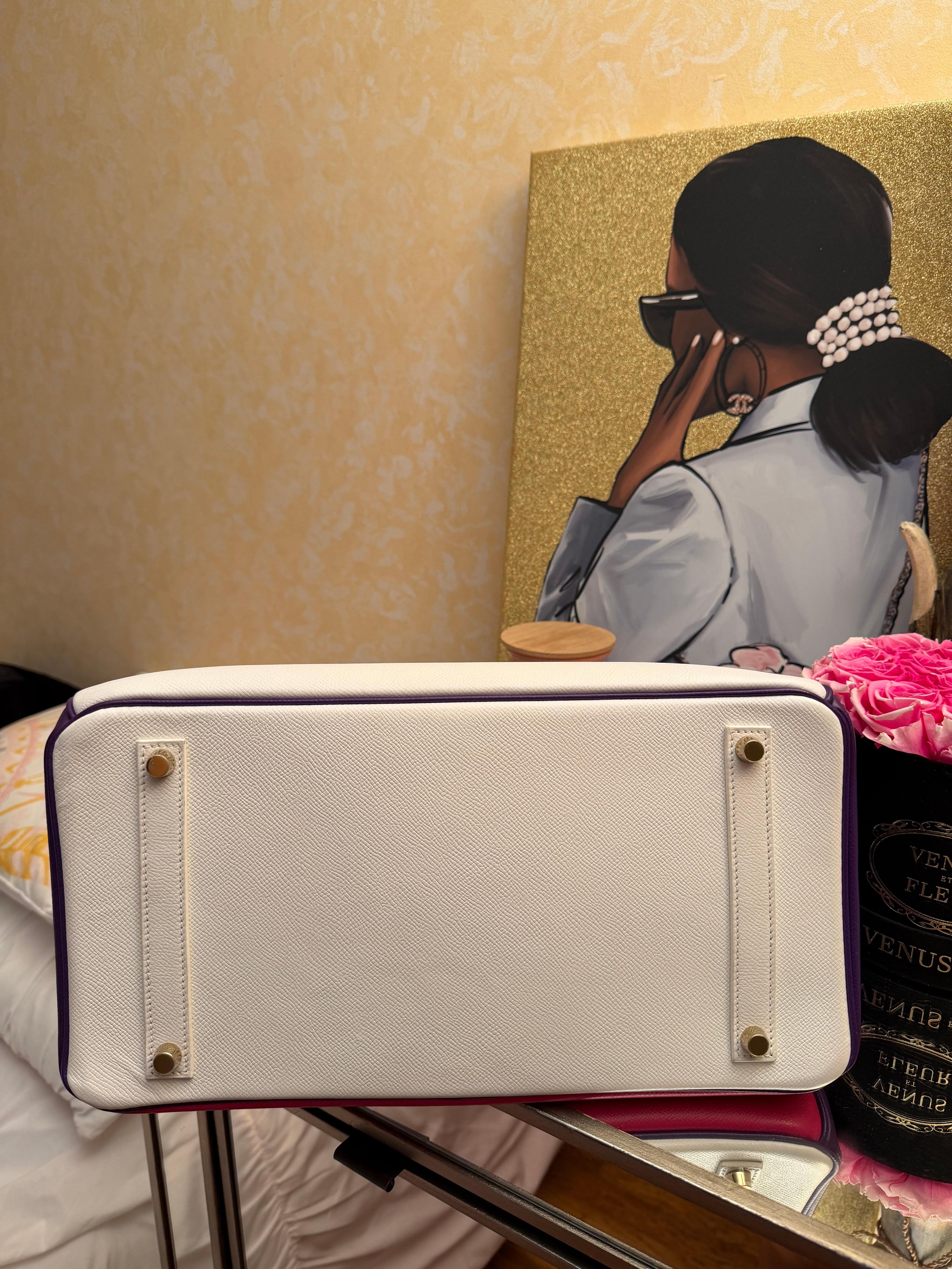 Hermes Birkin 35 HSS Tri Farbe weiß Anemone Rose Tyrien Epsom Tasche im Zustand „Hervorragend“ im Angebot in New York, NY