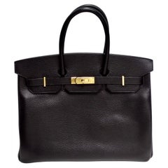 Hermes Birkin 35 en cuir des Ardennes noir 