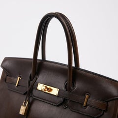 HERMES Birkin 35 in Brown Barénia Calfskin Leather