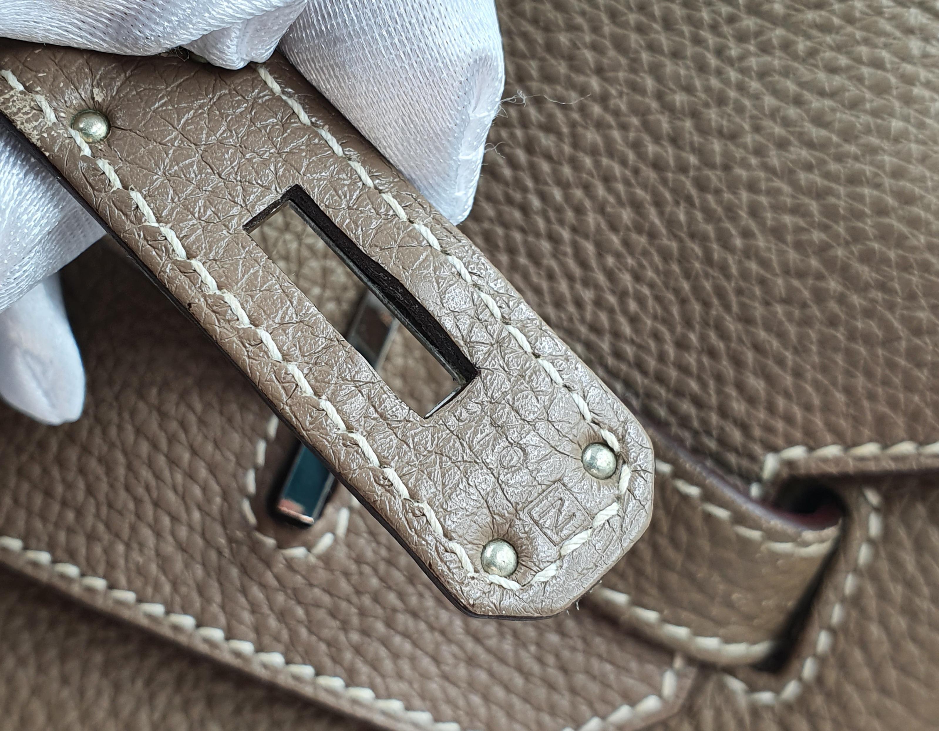 HERMÈS, Birkin 35 in brown étoupe leather In Good Condition For Sale In Clichy, FR