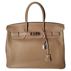 HERMÈS:: Birkin 35 en cuir étoupe marron