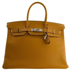 Hermès Birkin 35 in pelle Epsom oro e hardware Palladium