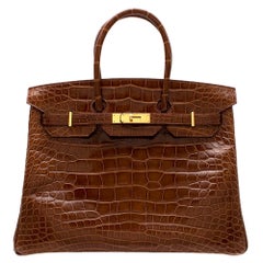 Hermès Birkin 35 en Miel Lisse Alligator Mississippiensis GHW