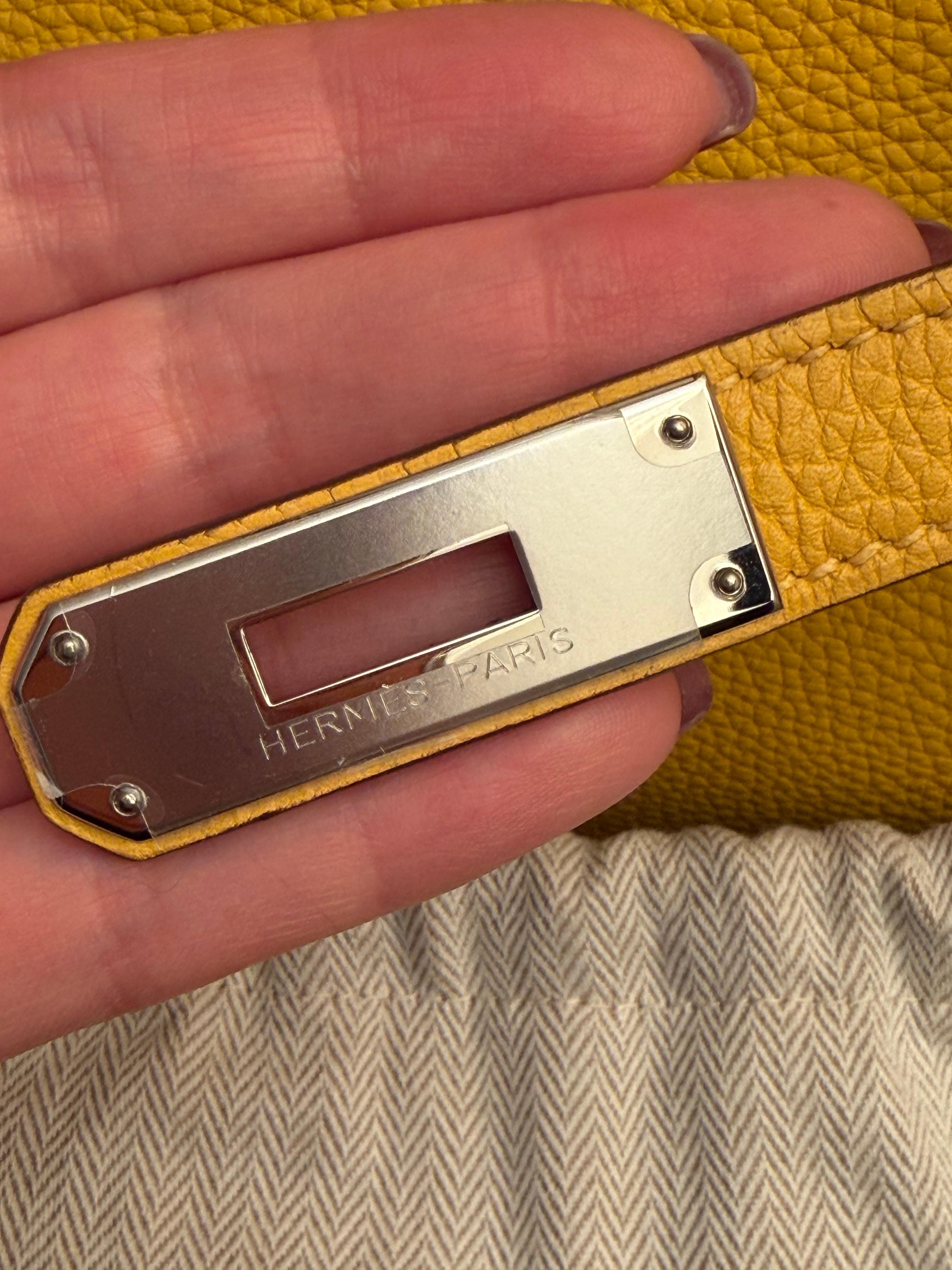 Borsa Hermes Birkin 35 Jaune Ambre e Craie HSS Togo in vendita 7