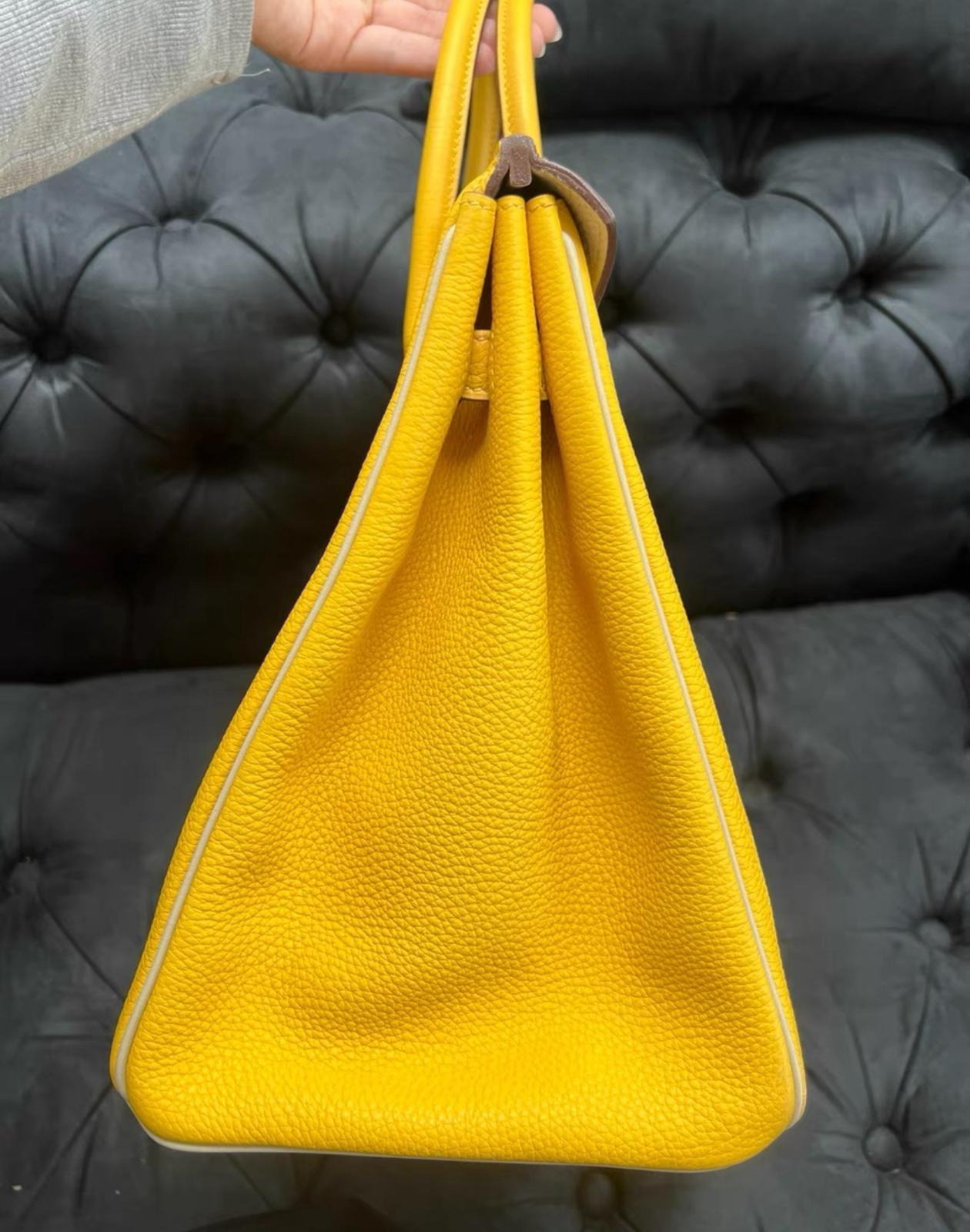 Borsa Hermes Birkin 35 Jaune Ambre e Craie HSS Togo In condizioni ottime in vendita a New York, NY
