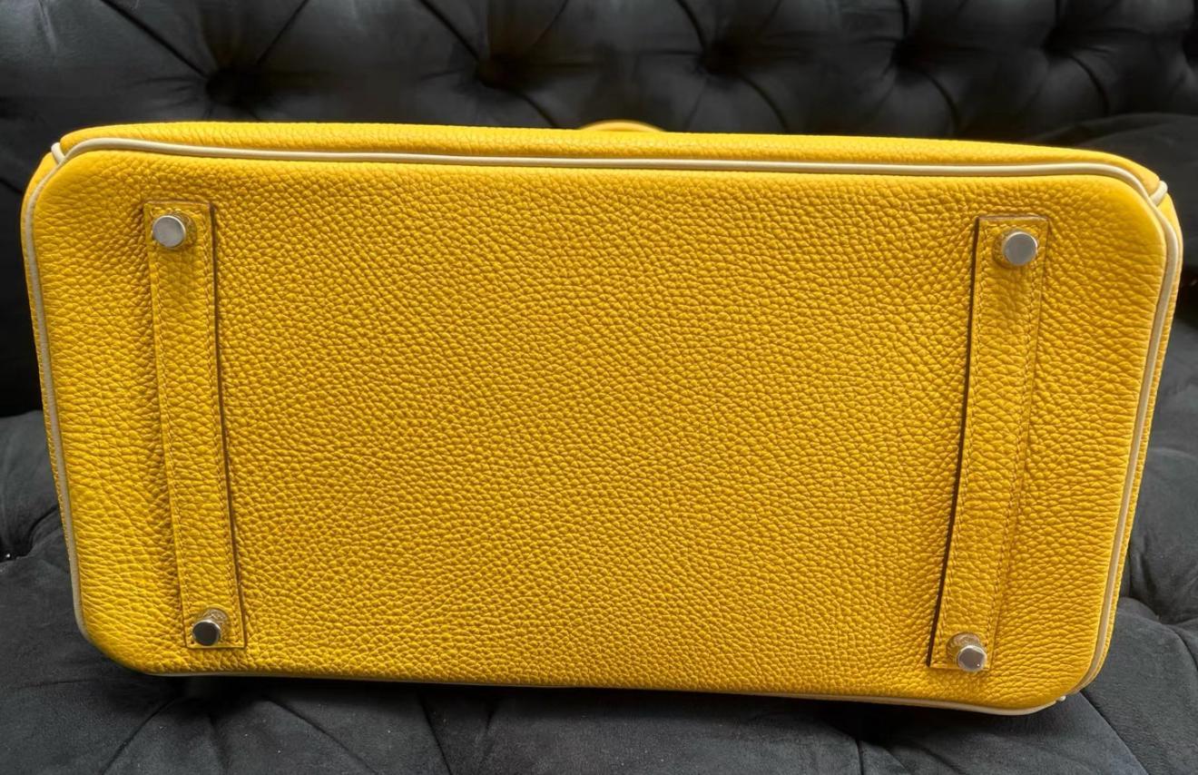 da uomo o donna Borsa Hermes Birkin 35 Jaune Ambre e Craie HSS Togo in vendita