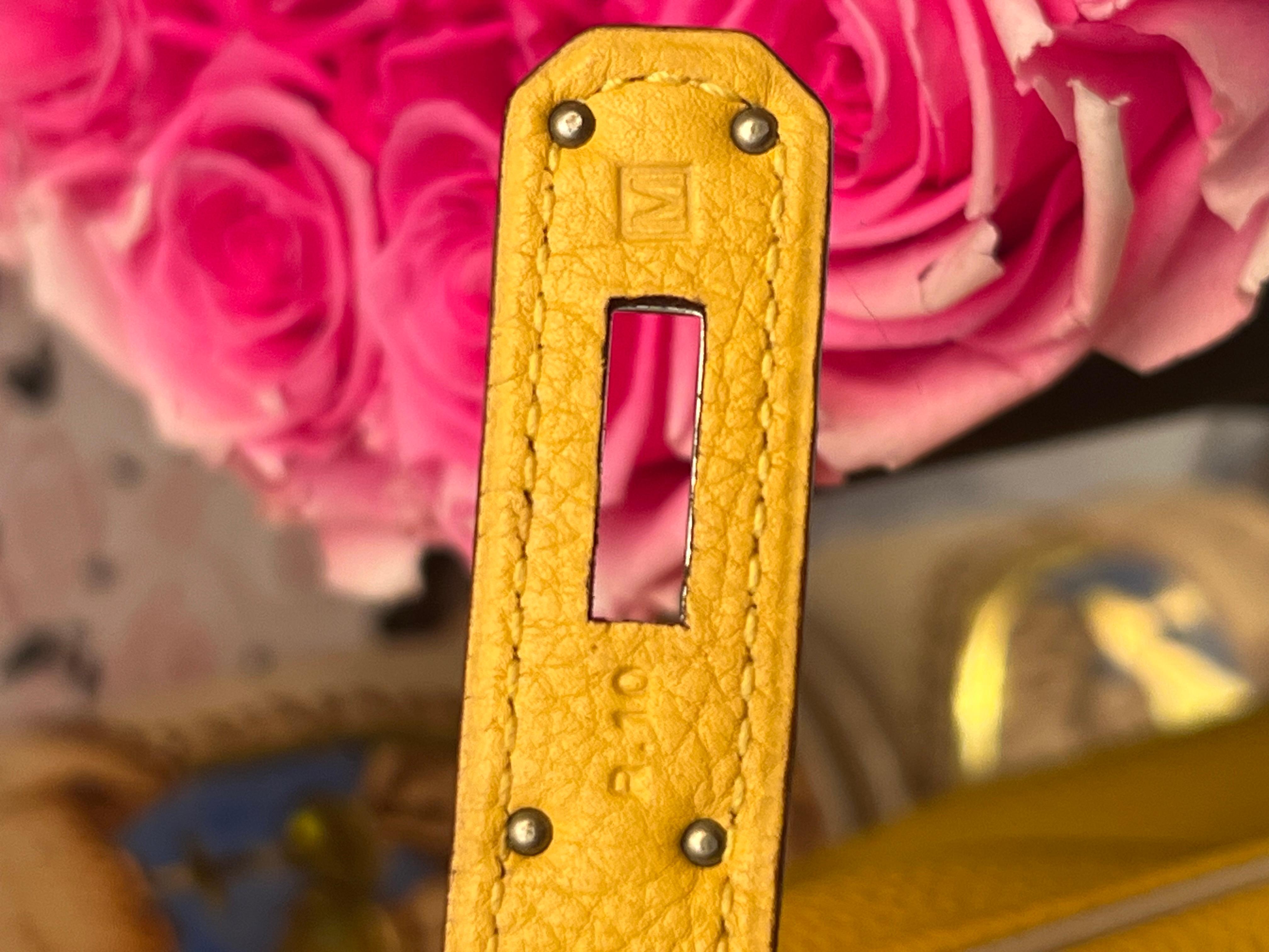 Borsa Hermes Birkin 35 Jaune Ambre e Craie HSS Togo in vendita 4