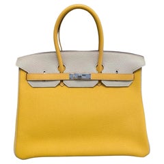 Hermes Birkin 35 Jaune Ambre and Craie HSS Togo bag