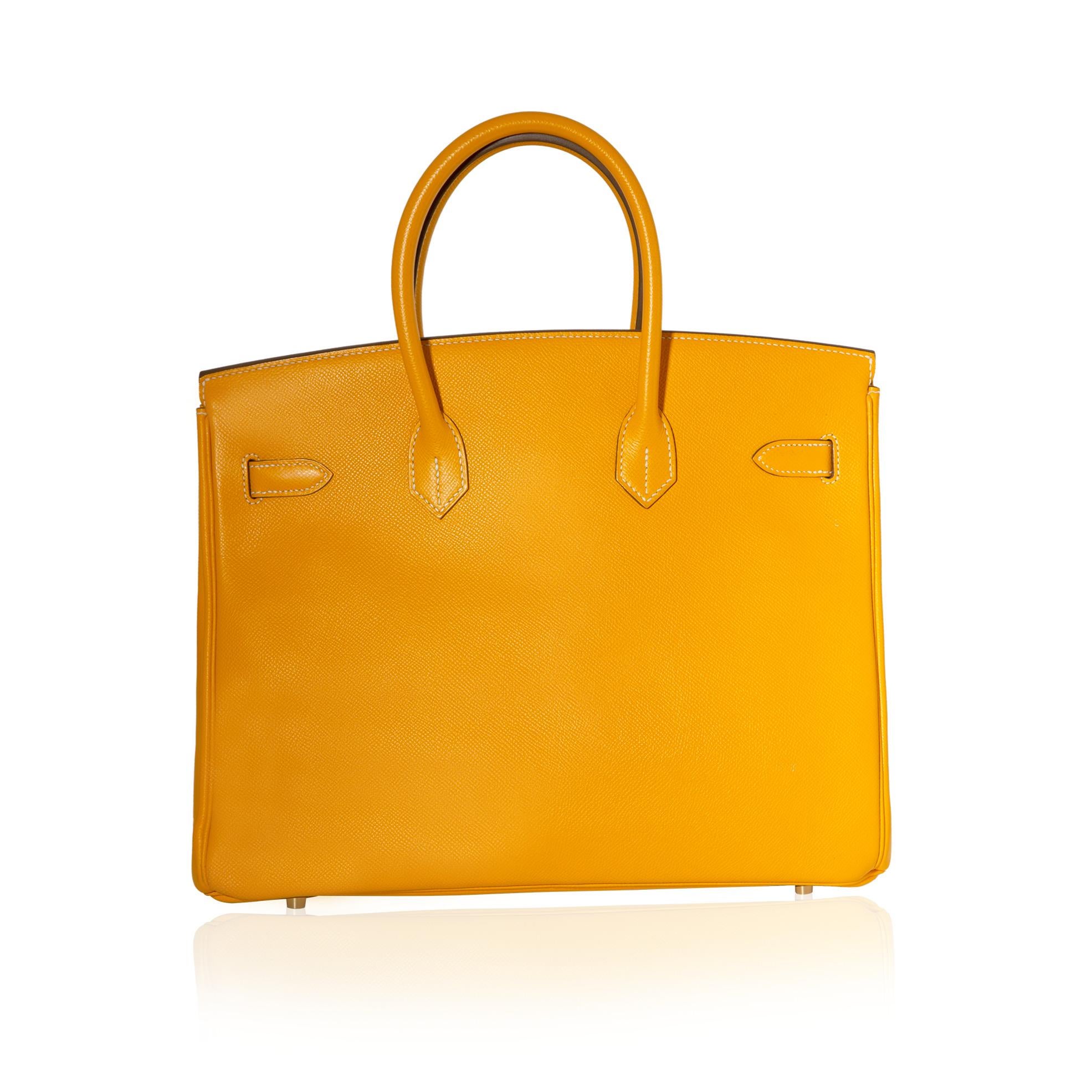 Hermès Birkin 35 Jaune D'or & Potiron Candy Epsom In Good Condition For Sale In London, GB