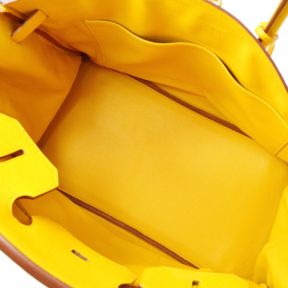 Hermes Birkin 35 Lemon Leather Gold Top Carryall Handle Satchel Travel Tote Bag 1