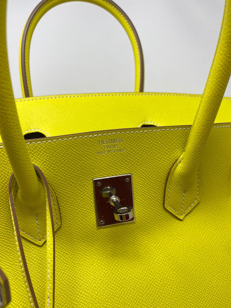 Hermes Birkin 35 Lime Candy Limited Edition Bag Epsom Palladium