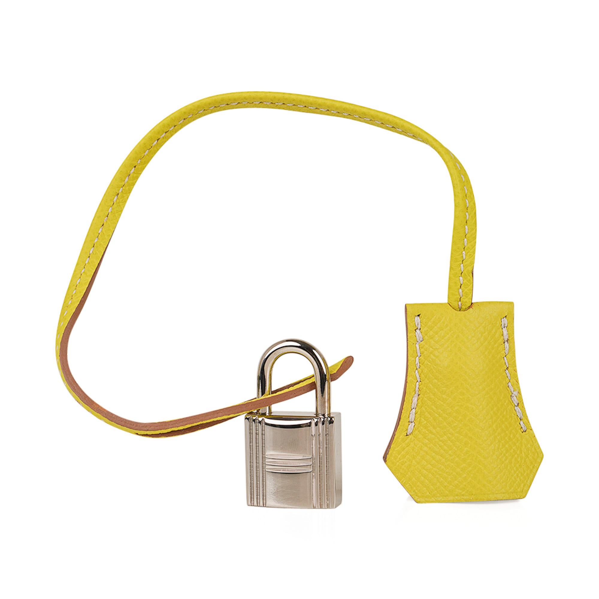 Yellow Hermes Birkin 35 Lime Candy Limited Edition Bag Epsom Palladium