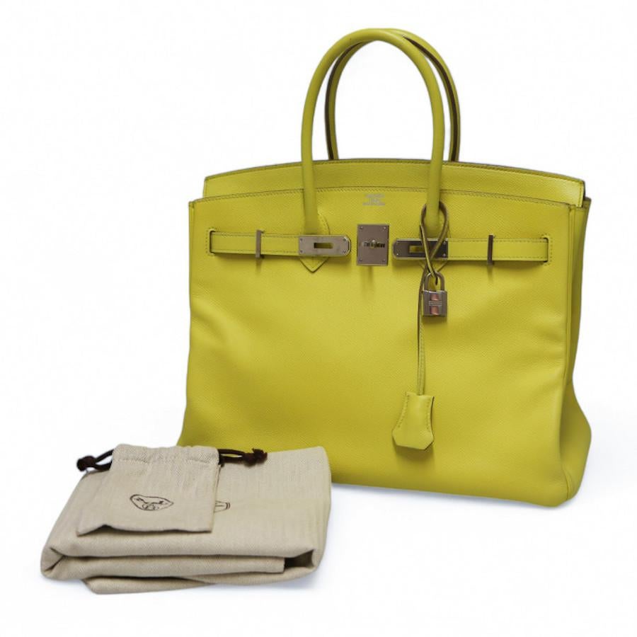 Hermès Birkin 35 Lime Epsom leather For Sale 3