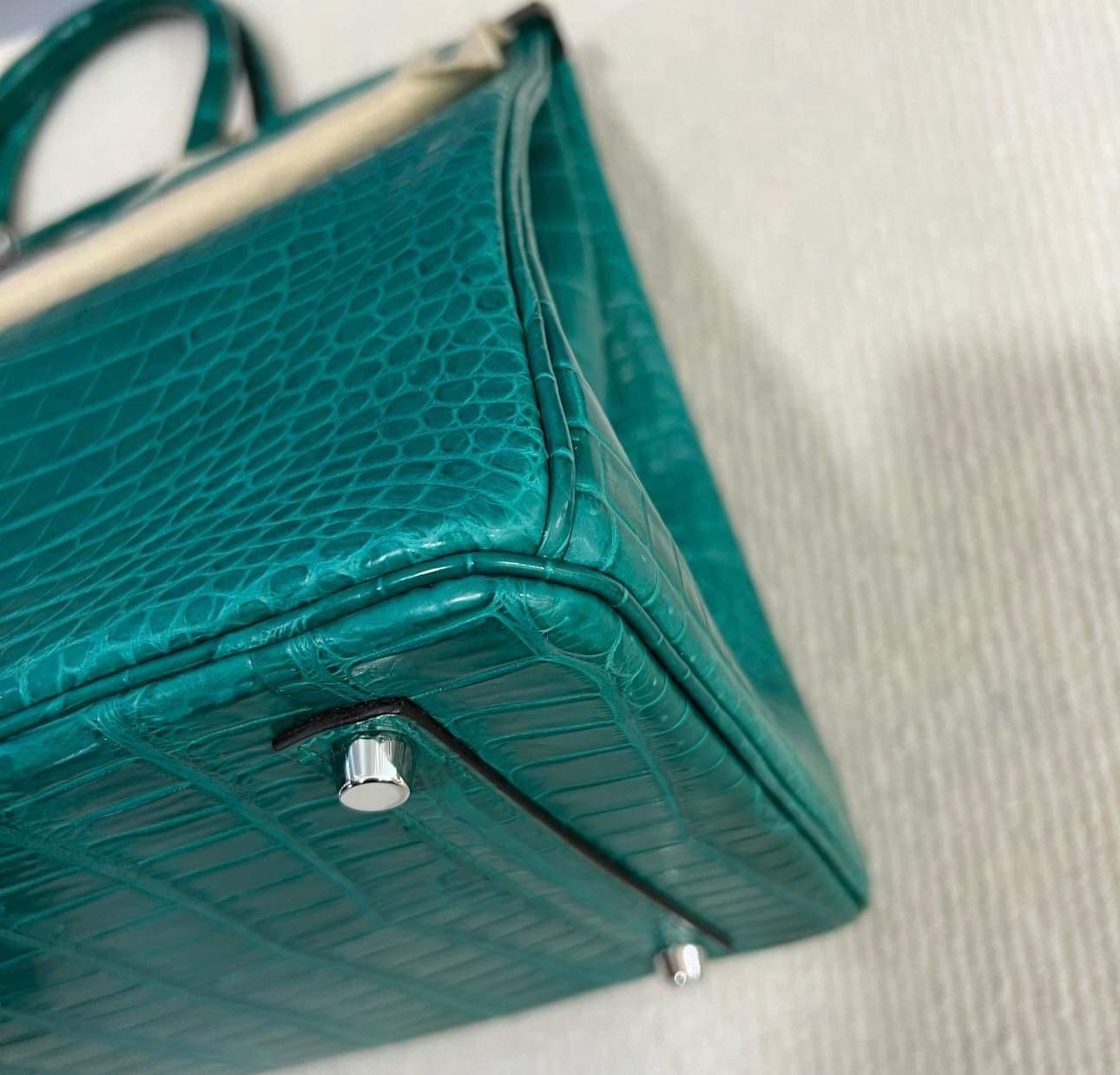Hermes Birkin 35 Malachite Green Crocodile Porosus Mat Matte Palladium Hardware 6
