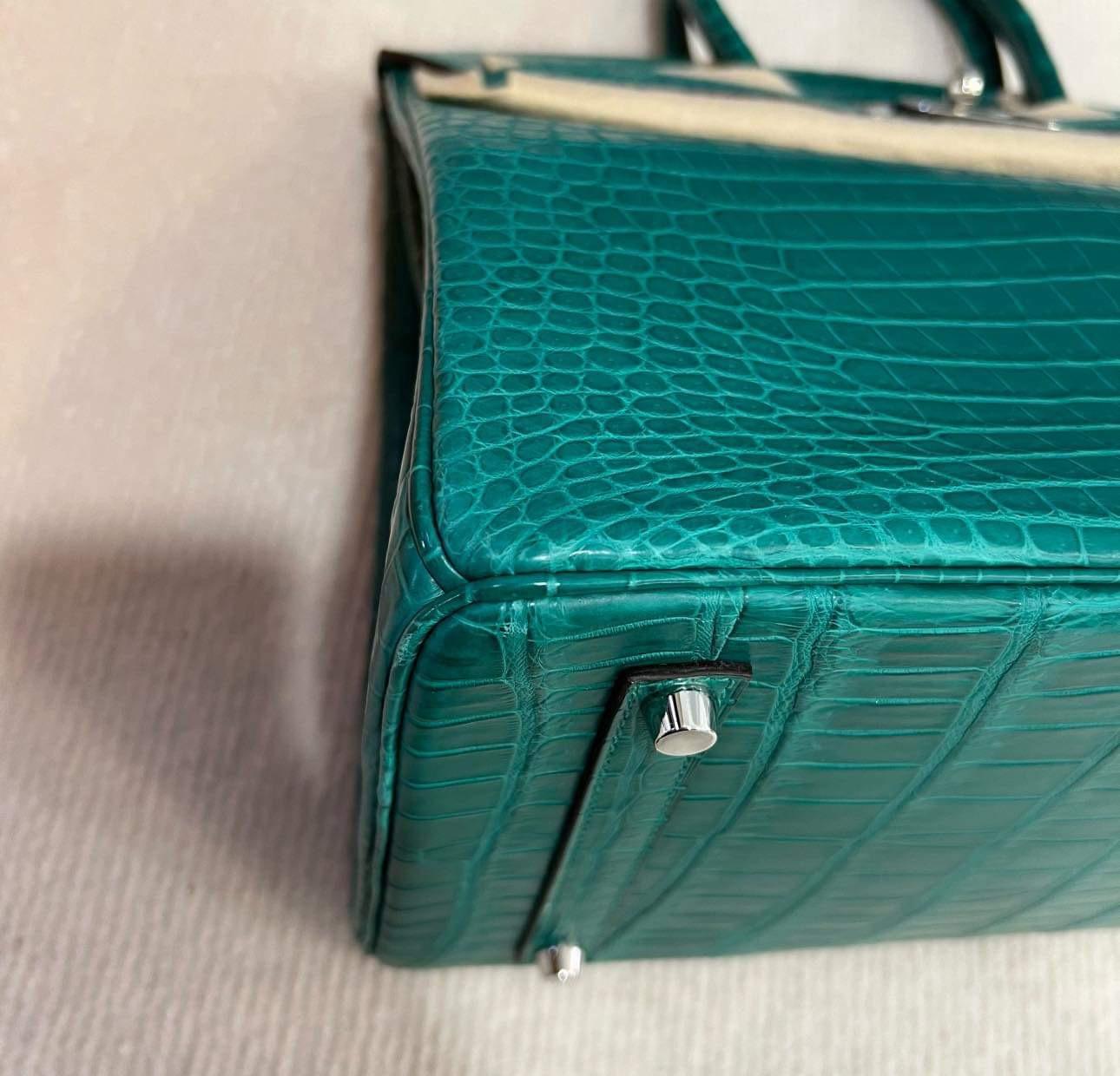 Hermes Birkin 35 Malachite Green Crocodile Porosus Mat Matte Palladium Hardware 2