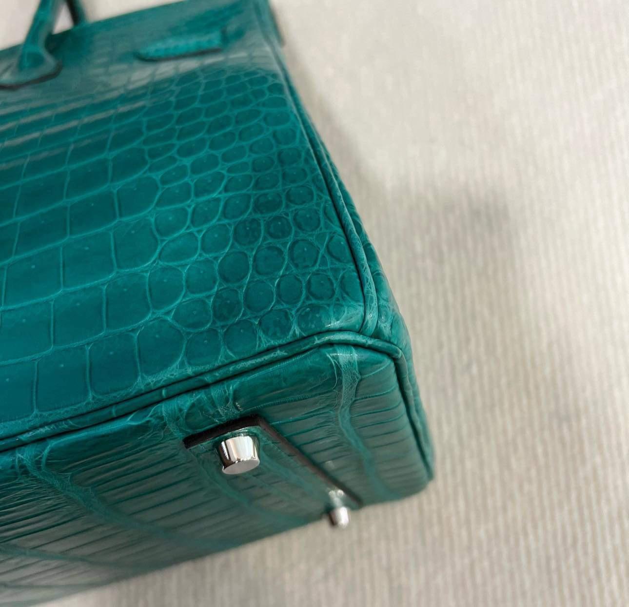 Hermes Birkin 35 Malachite Green Crocodile Porosus Mat Matte Palladium Hardware 4