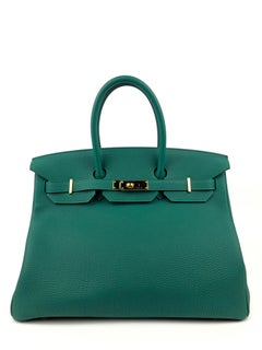 Hermes Birkin 35 Malachite Green Togo Leather Gold Hardware