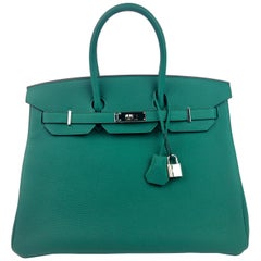 Hermes Birkin 35 Malachite Togo Palladium Hardware 