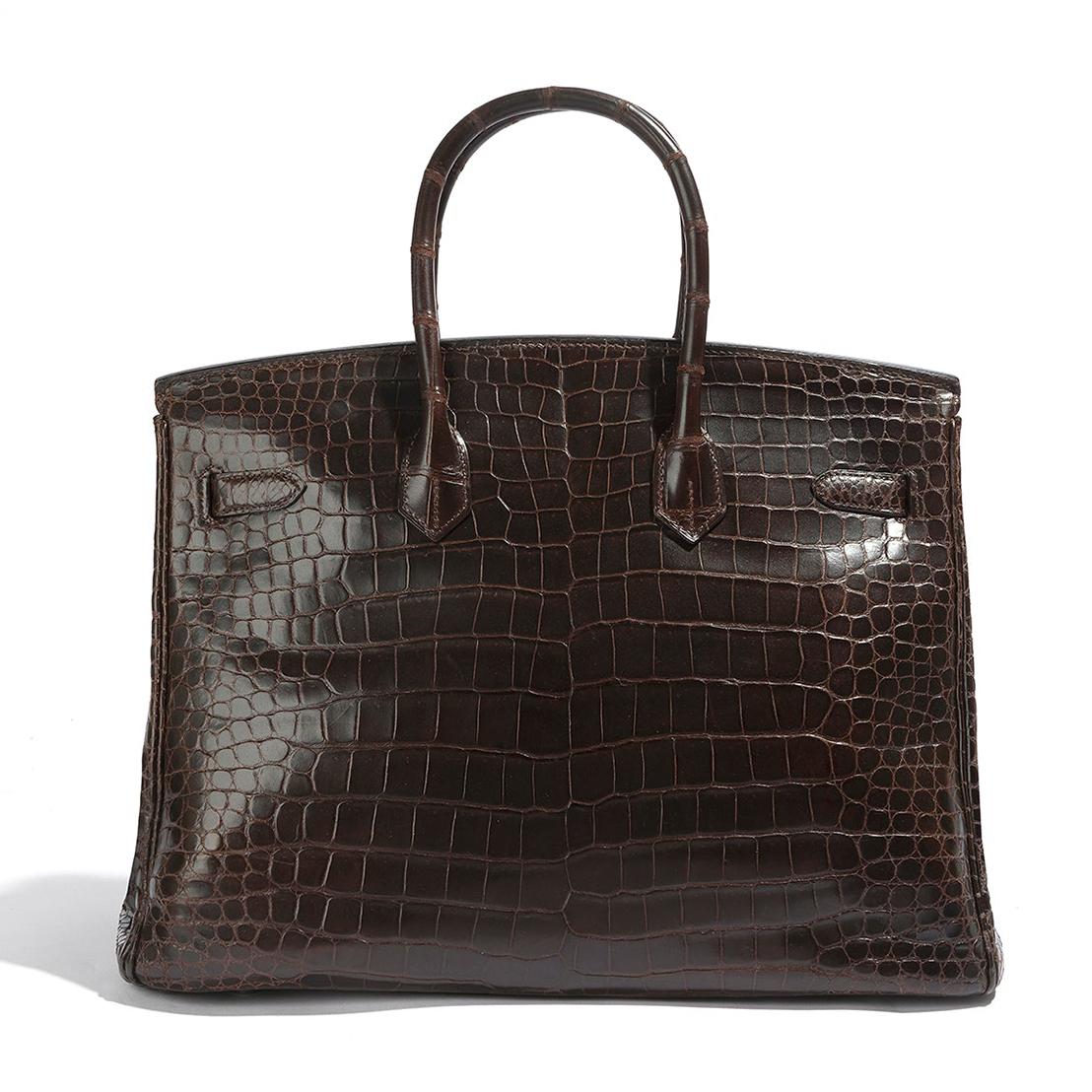 Black Hermès Birkin 35 Marron Exotic PHW For Sale