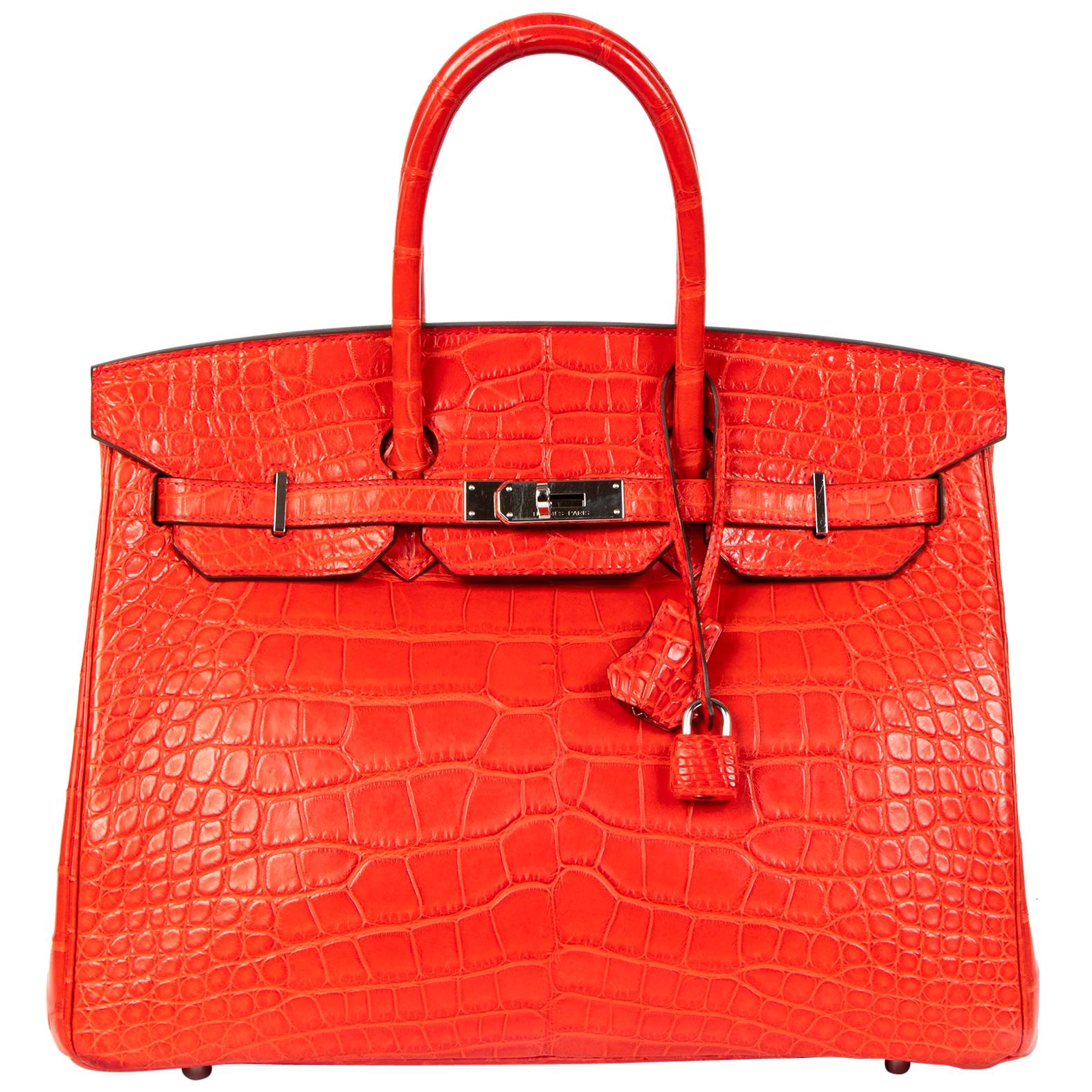 Hermès Birkin 35 Matt Alligator Geranium PHW
