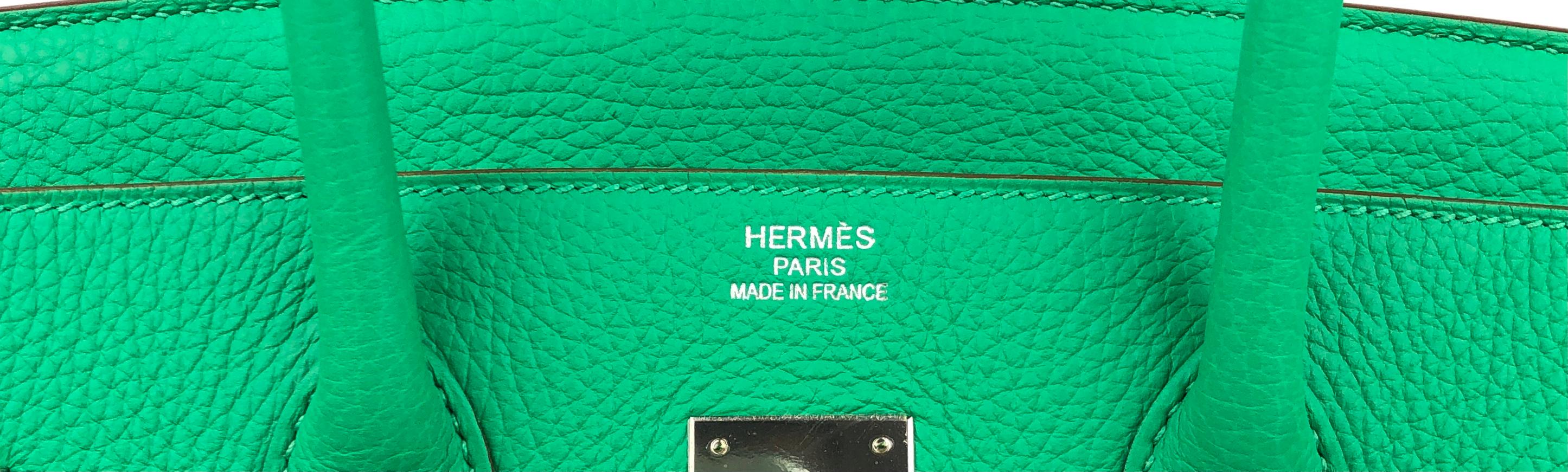 Hermes Birkin 35 Menthe Mint Green Palladium Hardware  In New Condition In Miami, FL