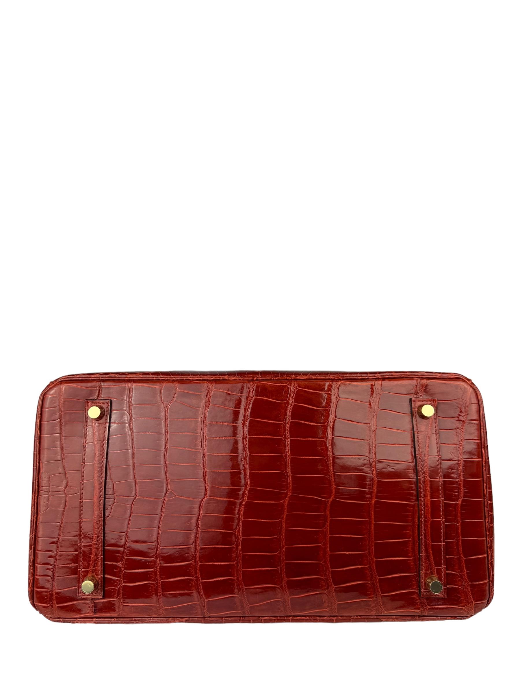 Hermes Birkin 35 Miel Honey Brown Crocodile Shinny Niloticus Nilo Gold Hardware 3