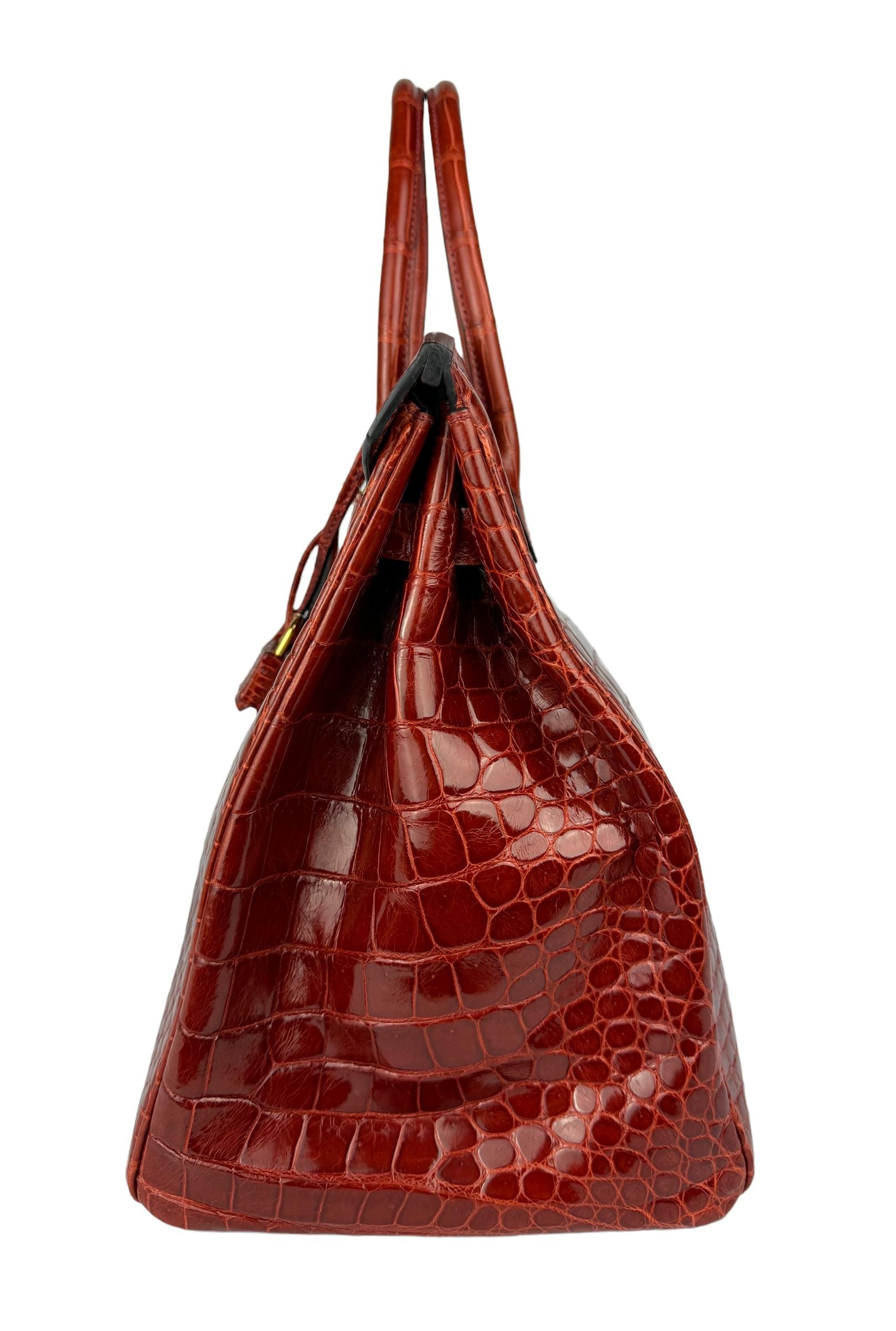 Hermes Birkin 35 Miel Honey Brown Crocodile Shinny Niloticus Nilo Gold Hardware 4