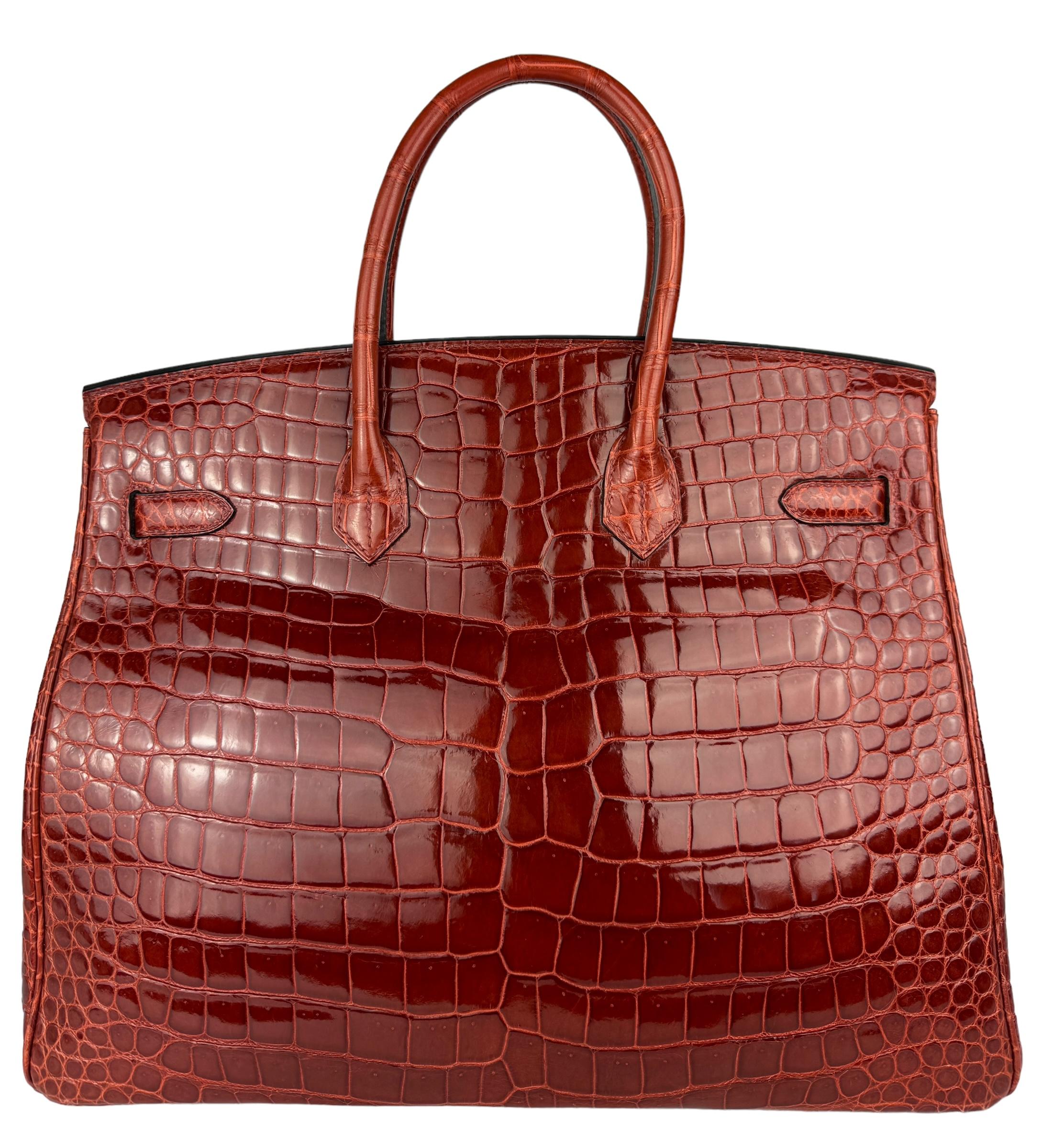 Hermes Birkin 35 Miel Honey Brown Crocodile Shinny Niloticus Nilo Gold Hardware 5